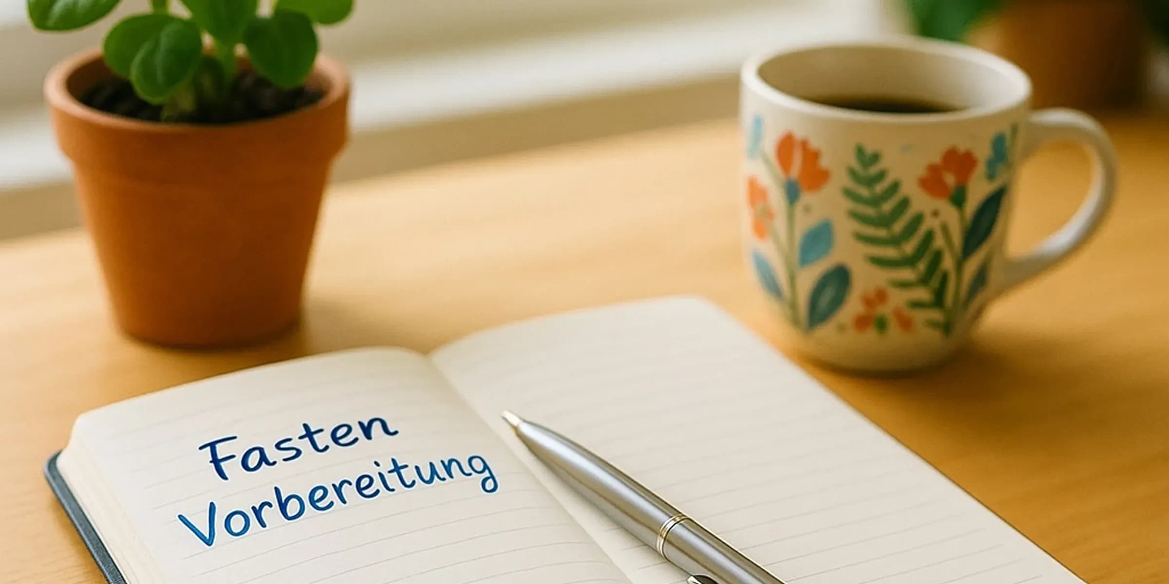 Ein Notizbuch liegt auf einem Schreibtisch