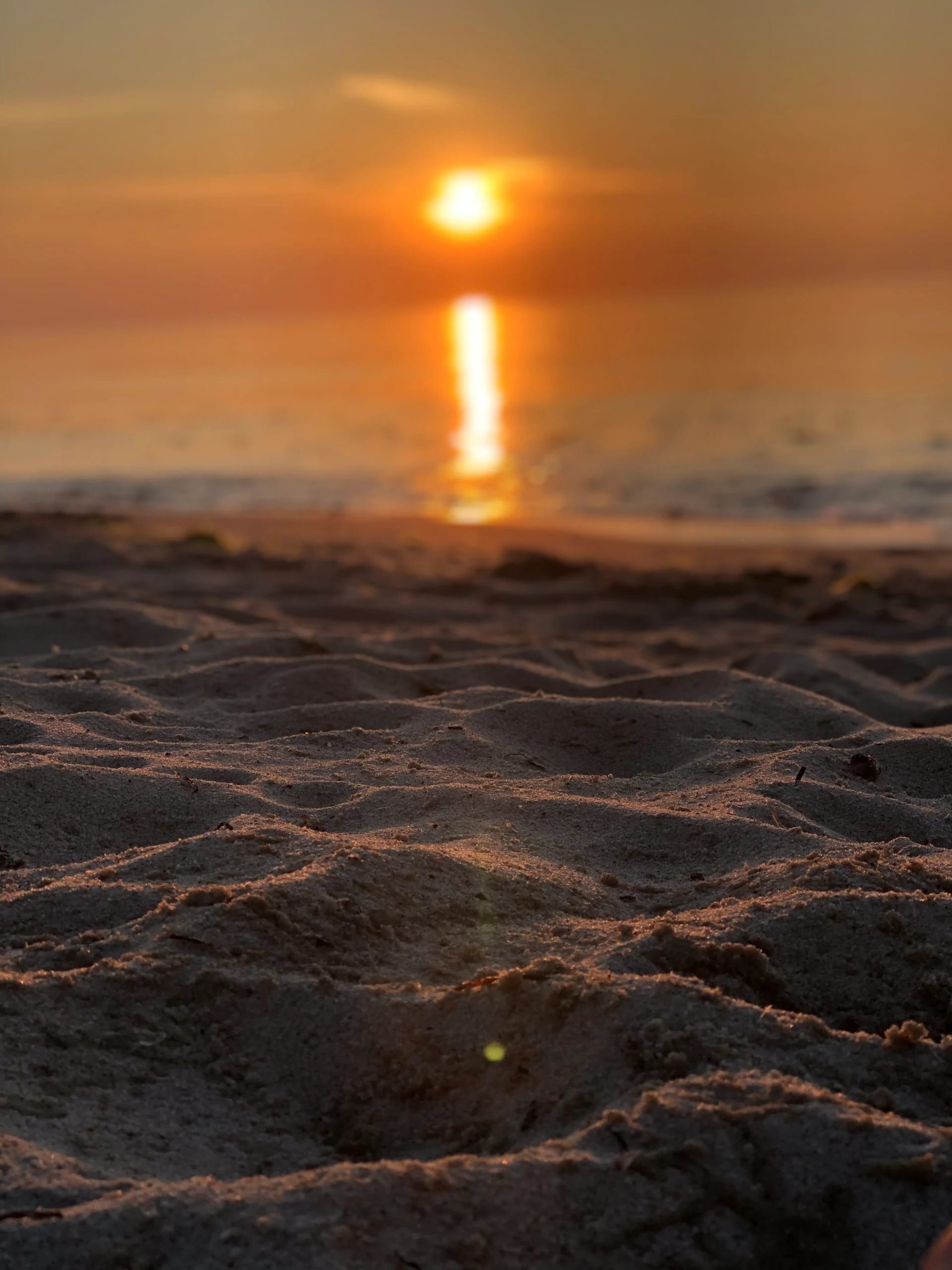 Sonnenuntergang über der Ostsee, im Vordergrund der Sandstrand
